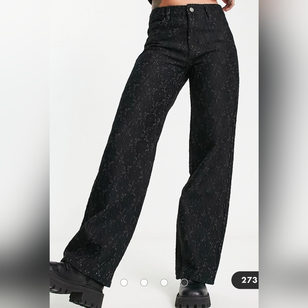 Guess Originals wide leg logo jeans in black